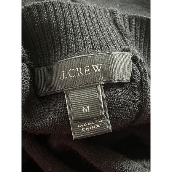 J. Crew Womens Black Medium Long Sleeve Cut Out Back Tie Merino Wool Sweater - Picture 9 of 9